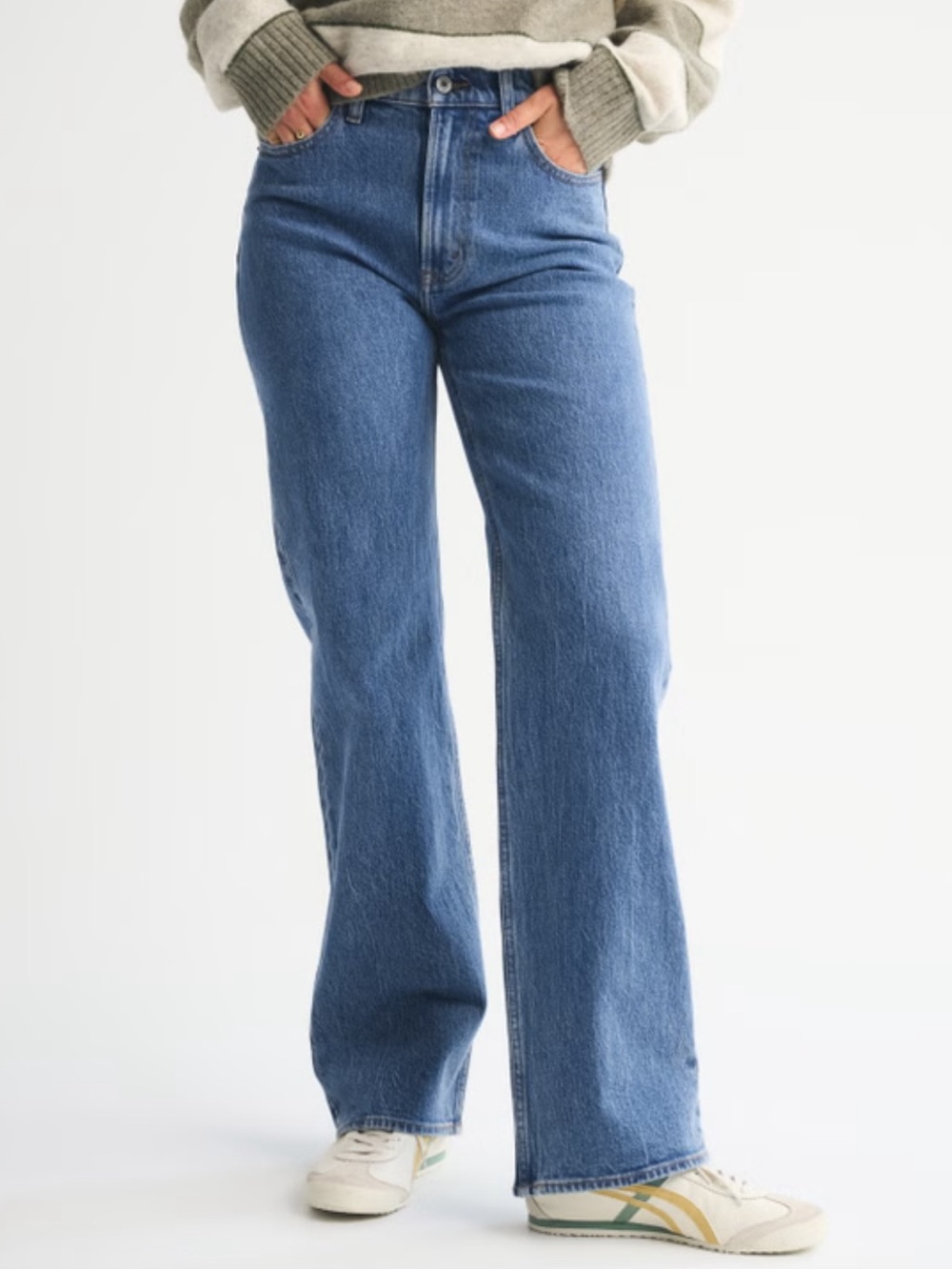 Abercrombie & Fitch High Rise 90s Relaxed Denim Jeans (Medium Marble) Size 32